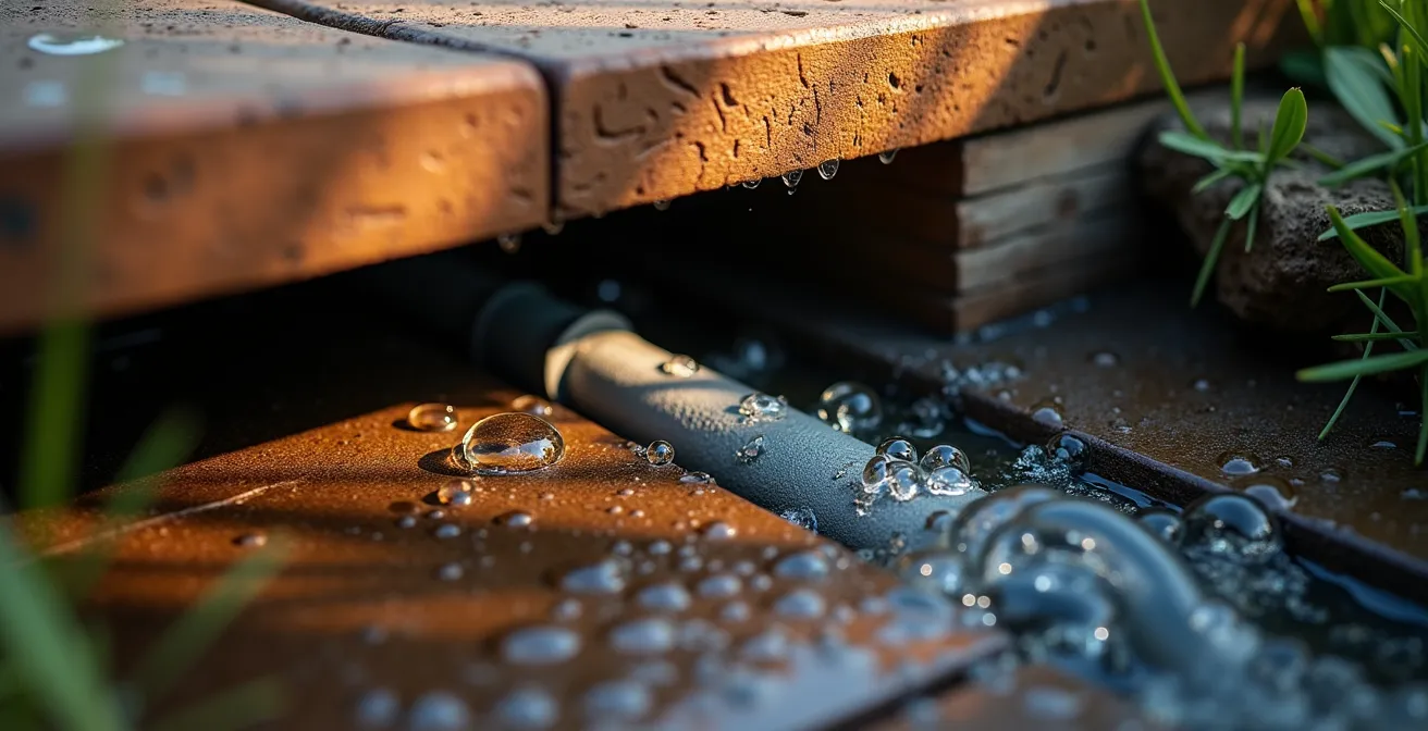 Vue rapprochée d'une boîte de connexion étanche avec gel isolant pour installation électrique extérieure