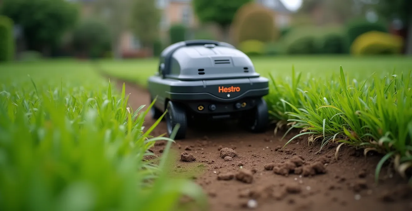 Technicien utilisant un géoradar pour détecter les réseaux enterrés dans un jardin