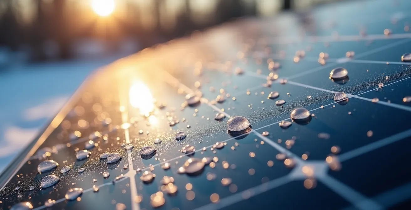 Installation d'un panneau solaire déporté sur toit pour alimenter des bornes de jardin en hiver